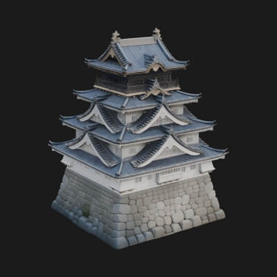 Japanese Castle Keep Design 2 3D Print Model