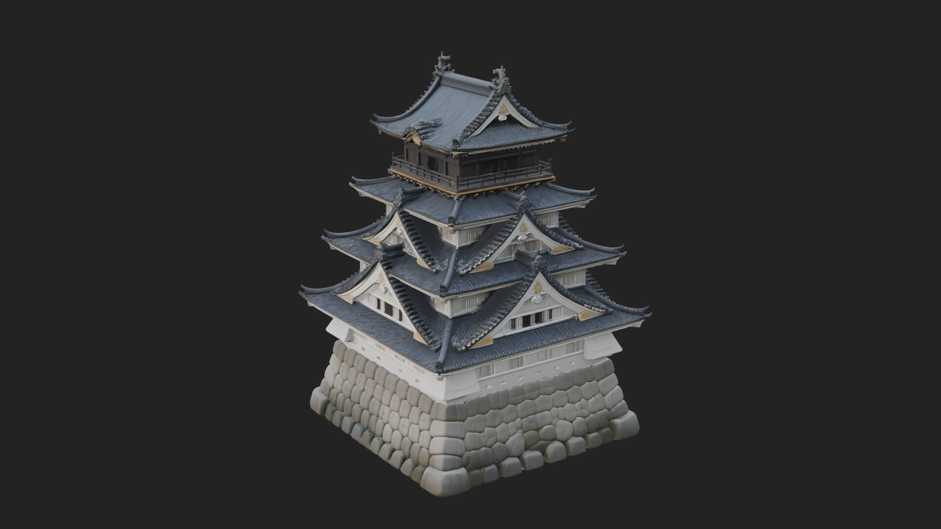 Japanese Castle Keep Design 3 3D Print Model 3D Model