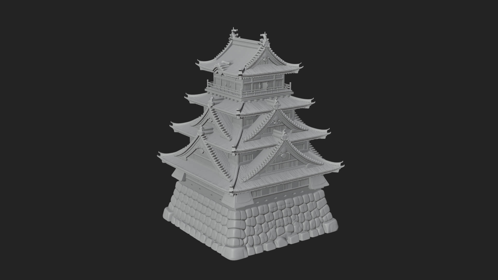 Japanese Castle Keep Design 3 3D Print Model 3D Model