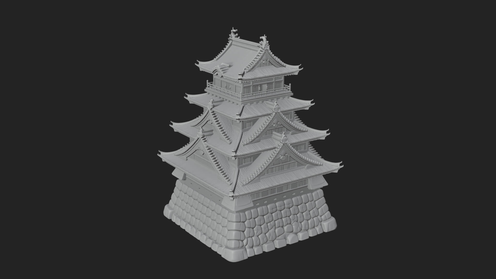 Japanese Castle Keep Design 3 3D Print Model 3D Model