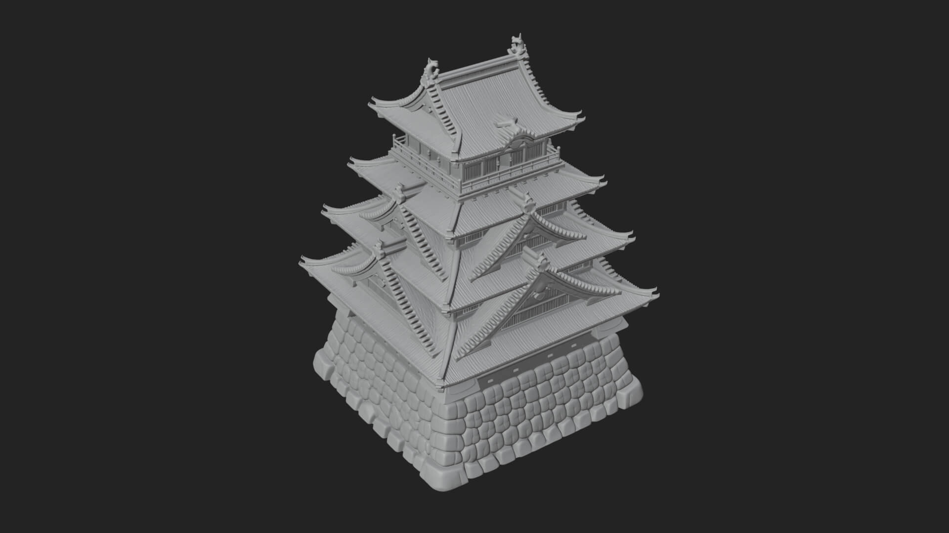 Japanese Castle Keep Design 3 3D Print Model 3D Model