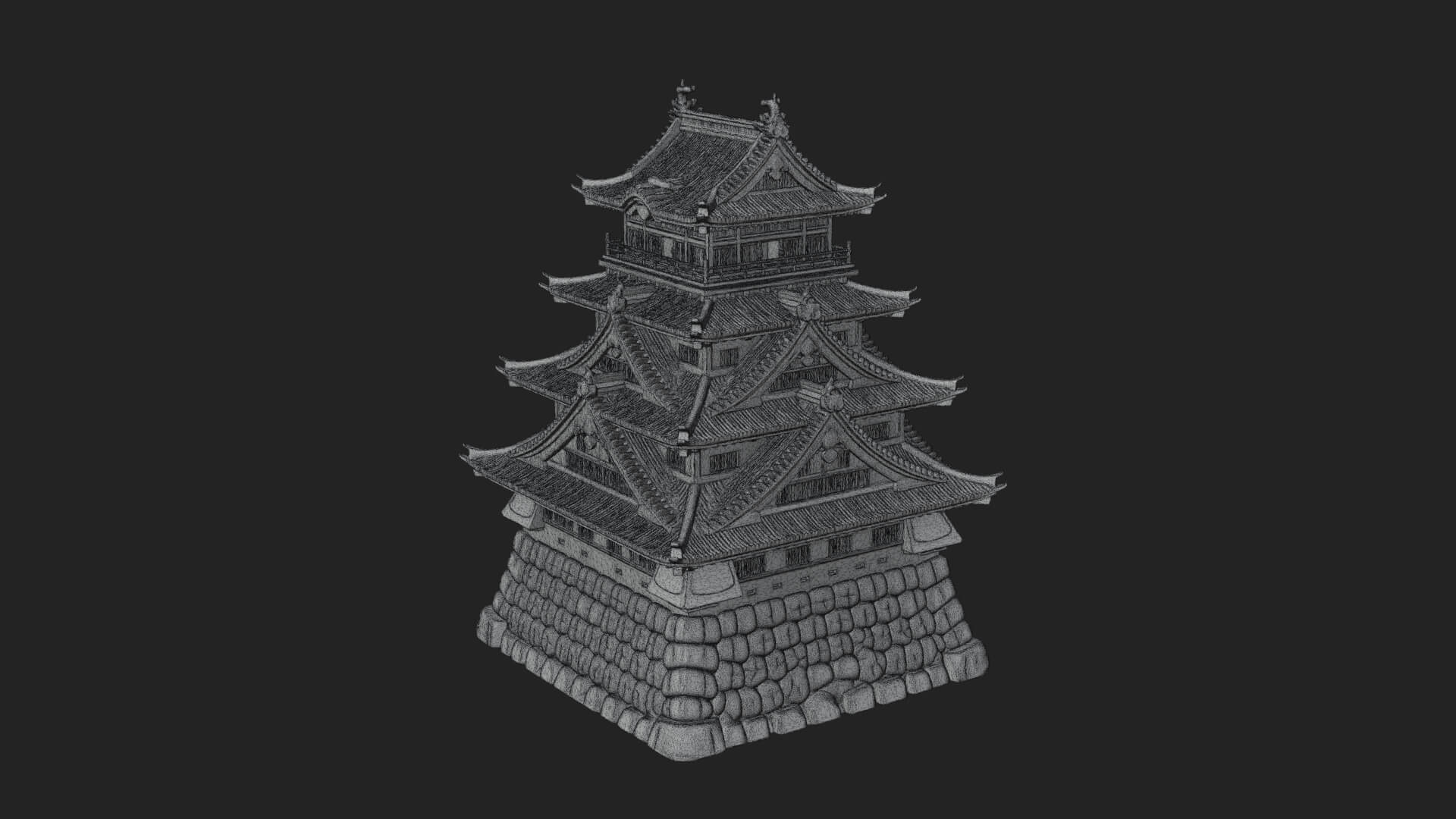 Japanese Castle Keep Design 3 3D Print Model 3D Model