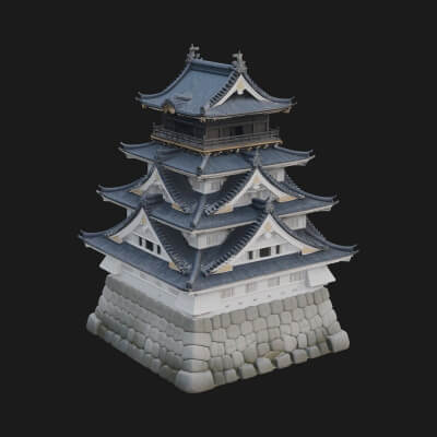 Japanese Castle Keep Design 3 3D Print Model