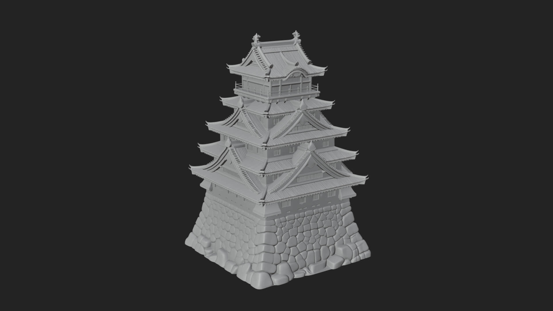 Japanese Castle Keep Design 4 3D Print Model 3D Model