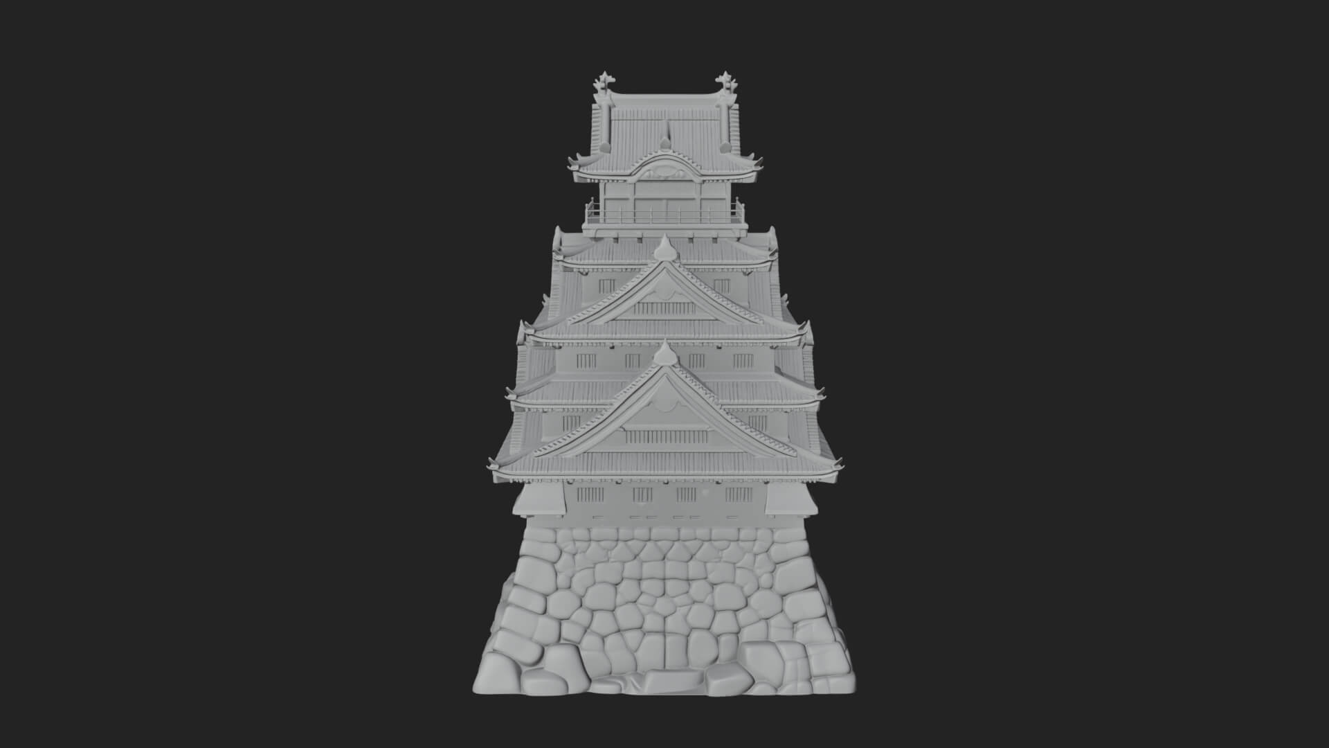 Japanese Castle Keep Design 4 3D Print Model 3D Model