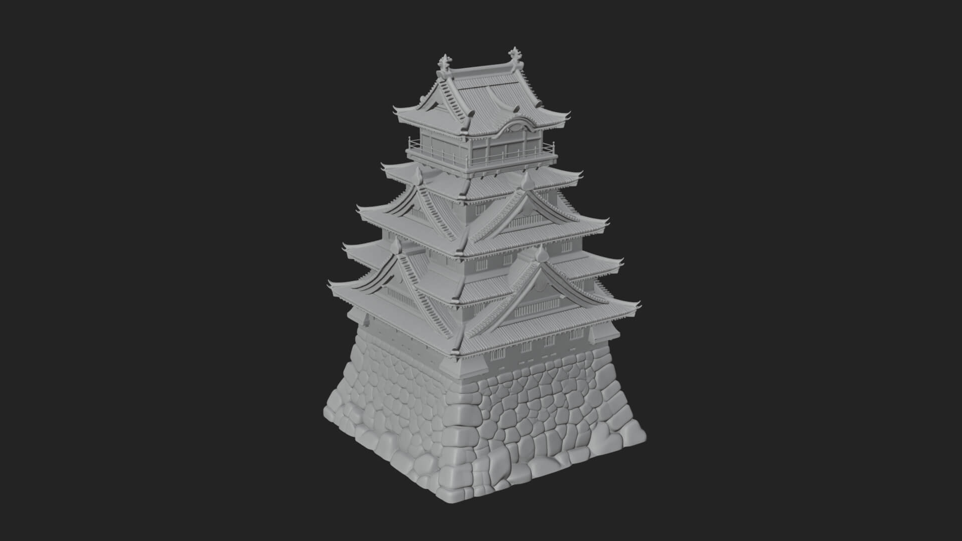 Japanese Castle Keep Design 4 3D Print Model 3D Model