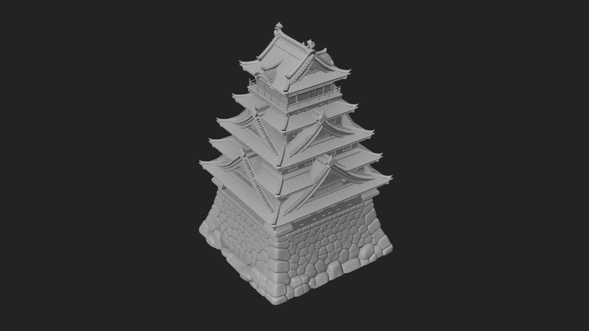Japanese Castle Keep Design 4 3D Print Model 3D Model
