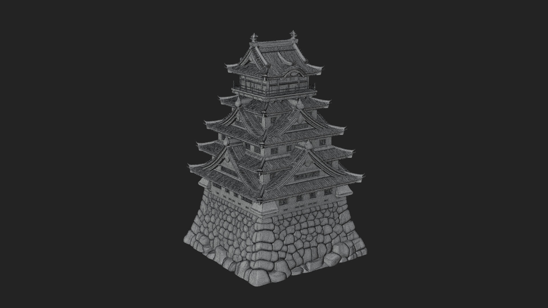 Japanese Castle Keep Design 4 3D Print Model 3D Model