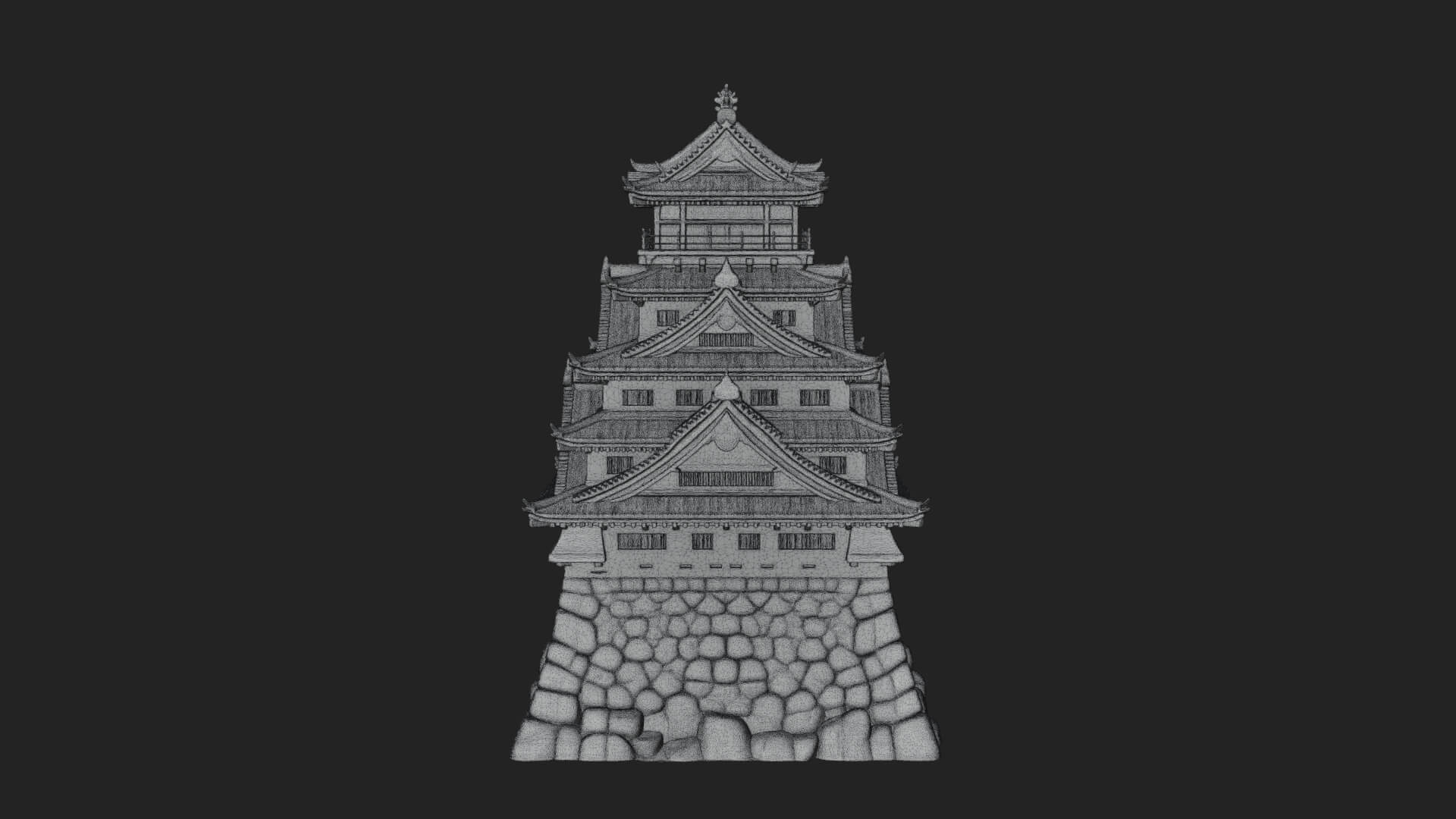 Japanese Castle Keep Design 4 3D Print Model 3D Model