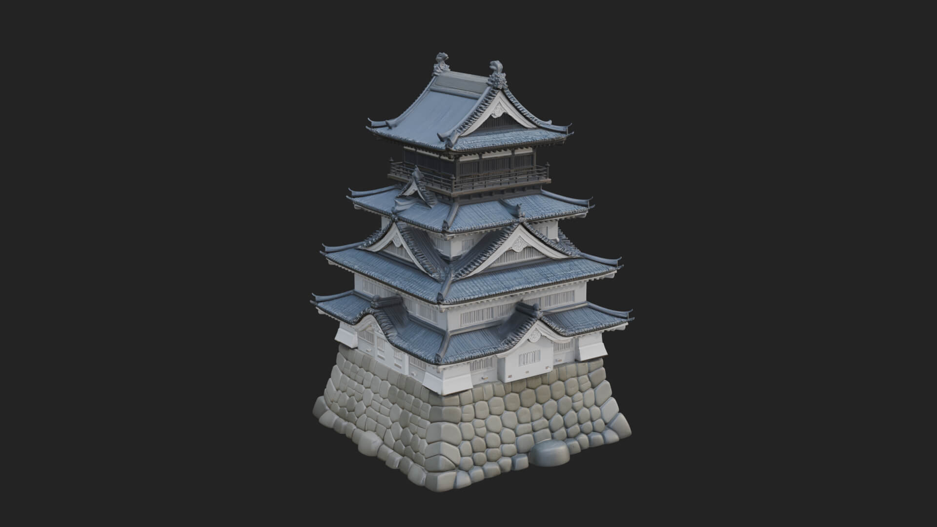 Japanese Castle Keep Design 5 3D Print Model 3D Model