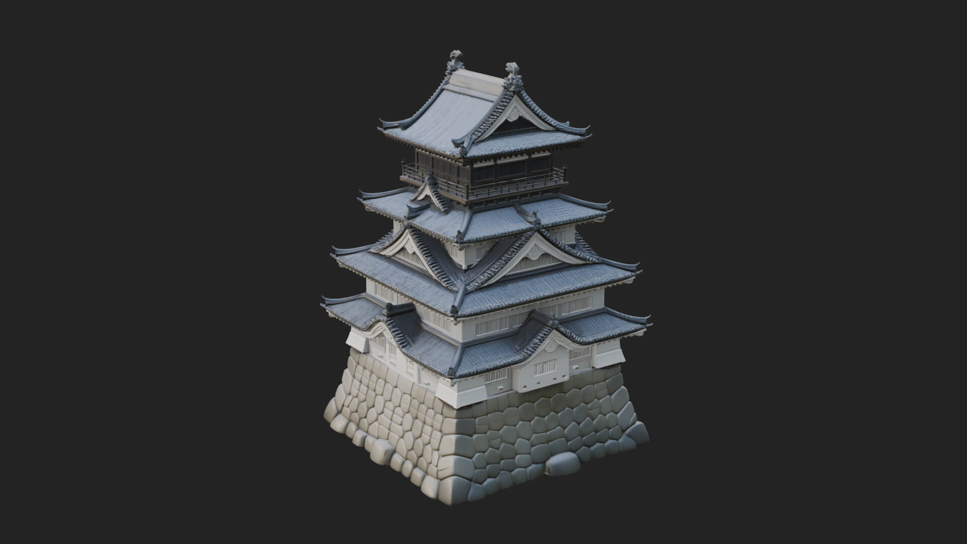 Japanese Castle Keep Design 5 3D Print Model 3D Model