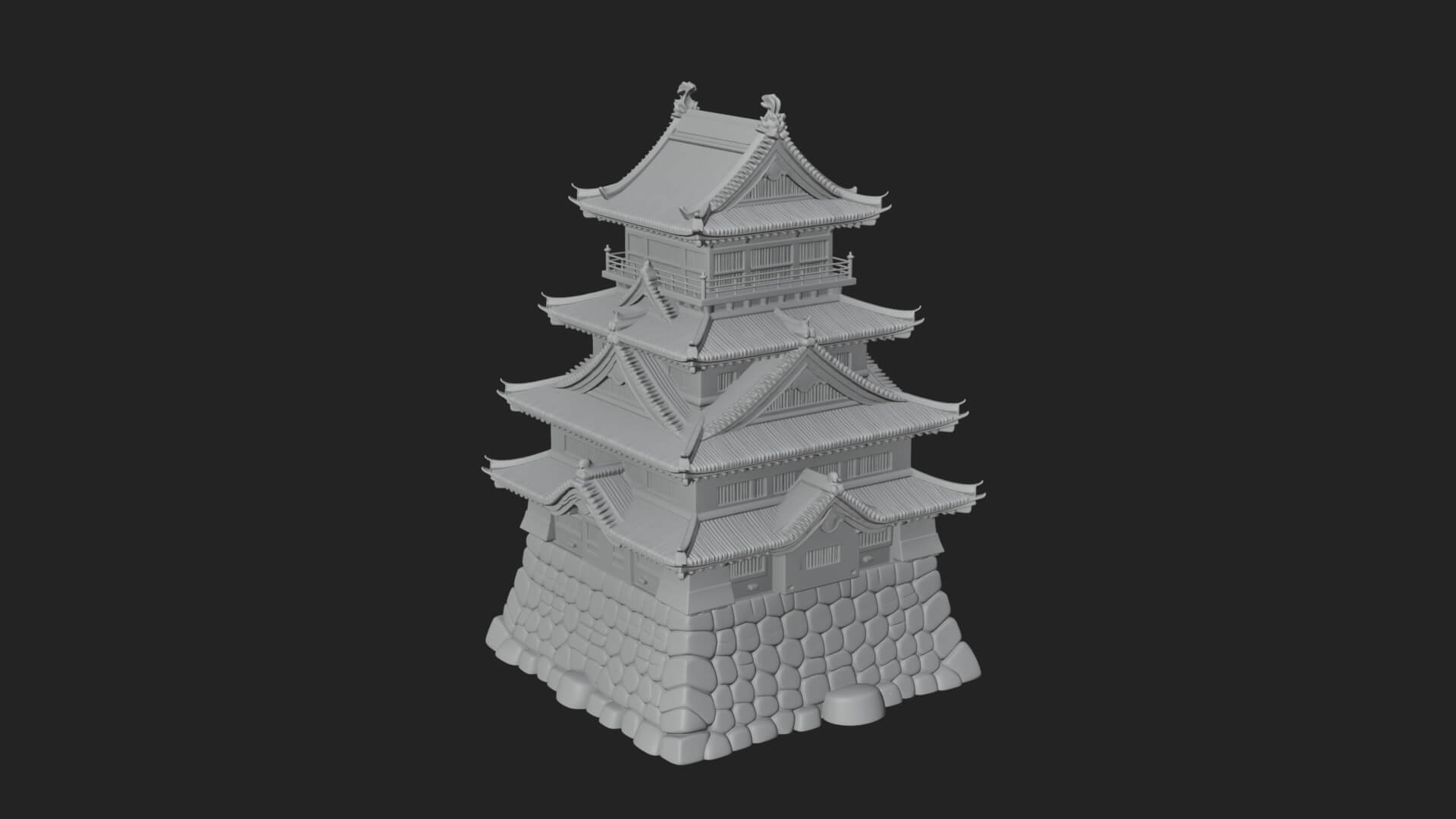Japanese Castle Keep Design 5 3D Print Model 3D Model