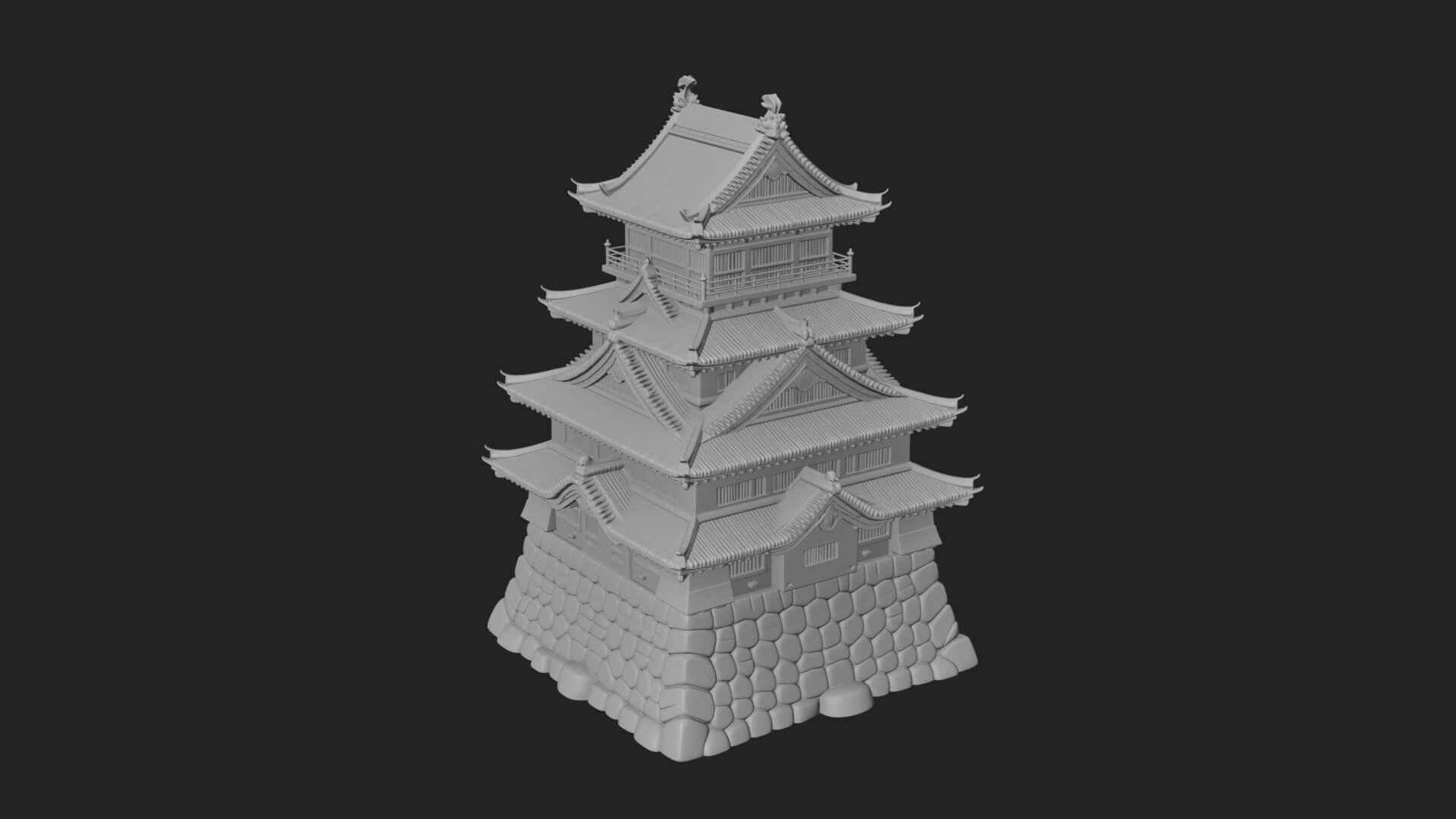 Japanese Castle Keep Design 5 3D Print Model 3D Model