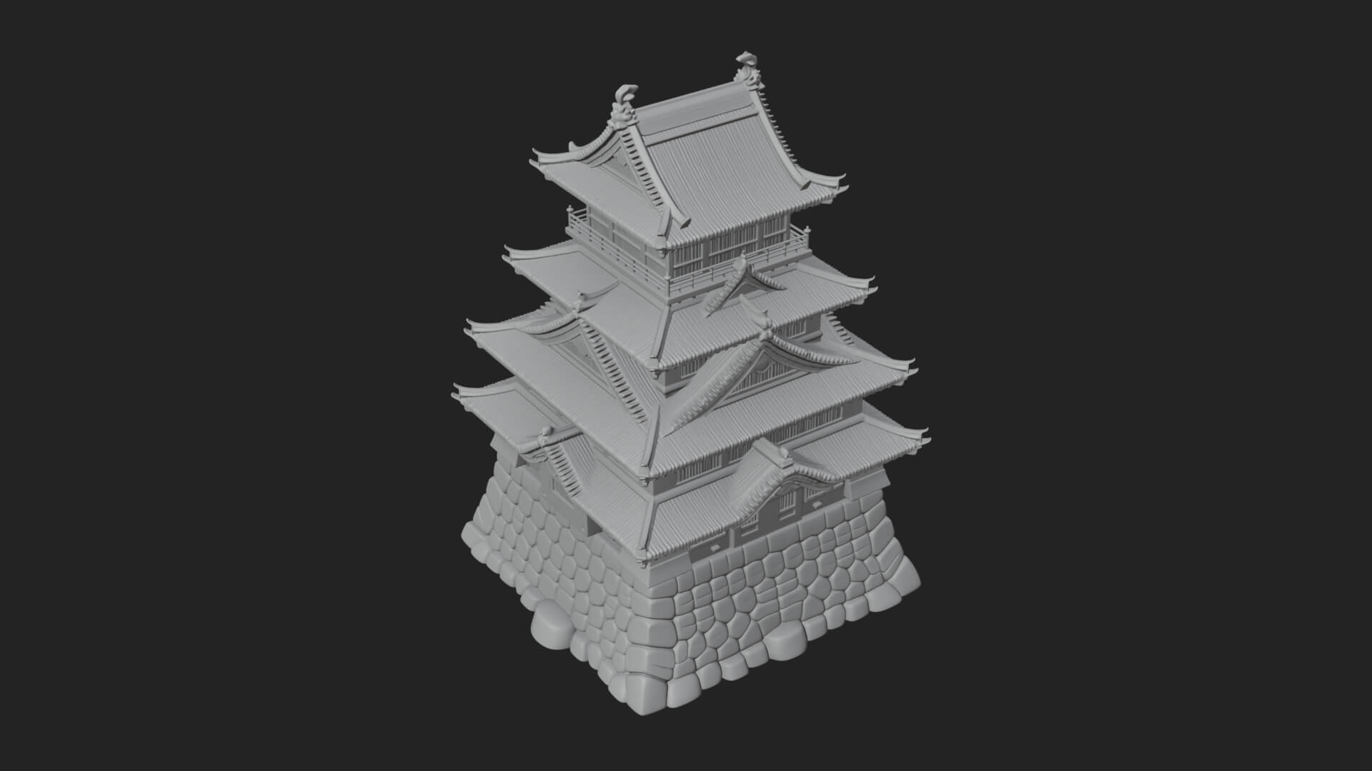 Japanese Castle Keep Design 5 3D Print Model 3D Model