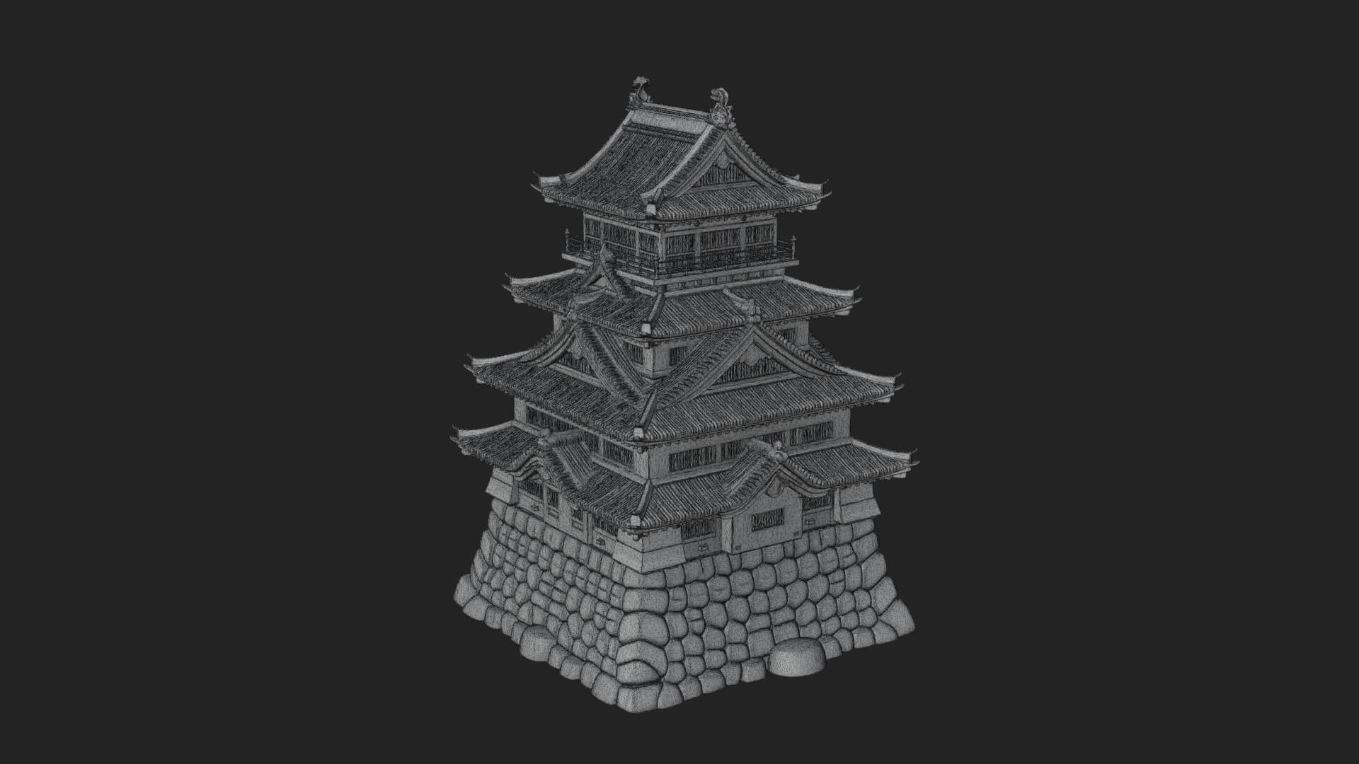 Japanese Castle Keep Design 5 3D Print Model 3D Model