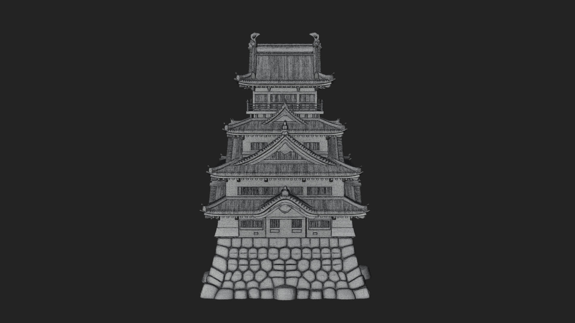 Japanese Castle Keep Design 5 3D Print Model 3D Model