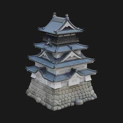 Japanese Castle Keep Design 5 3D Print Model