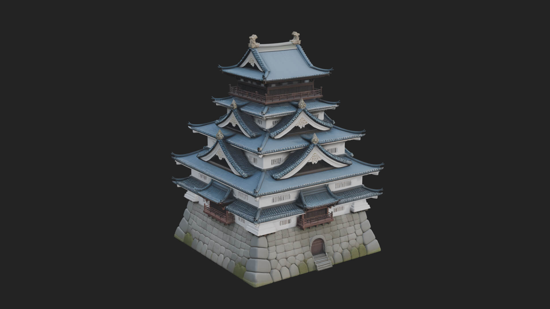 Japanese Castle Keep Design 6 3D Print Model 3D Model