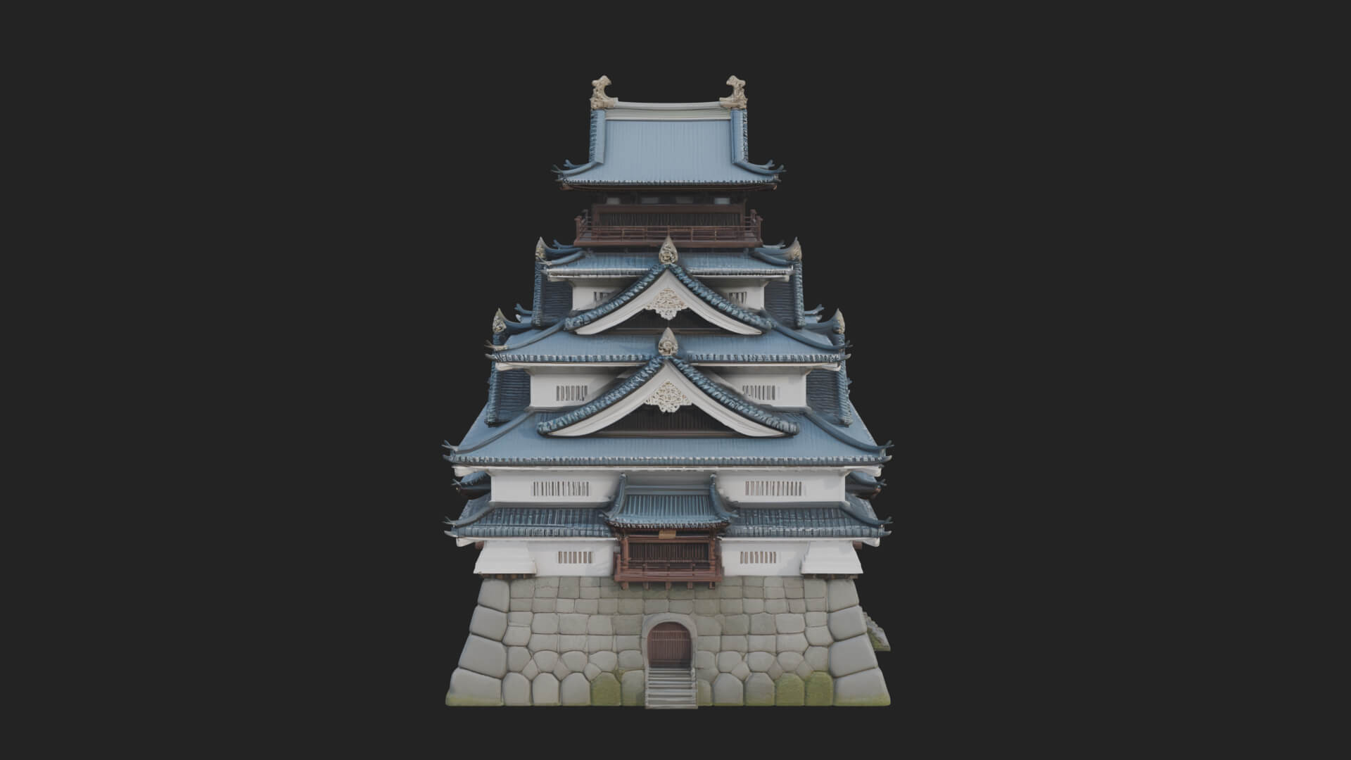 Japanese Castle Keep Design 6 3D Print Model 3D Model