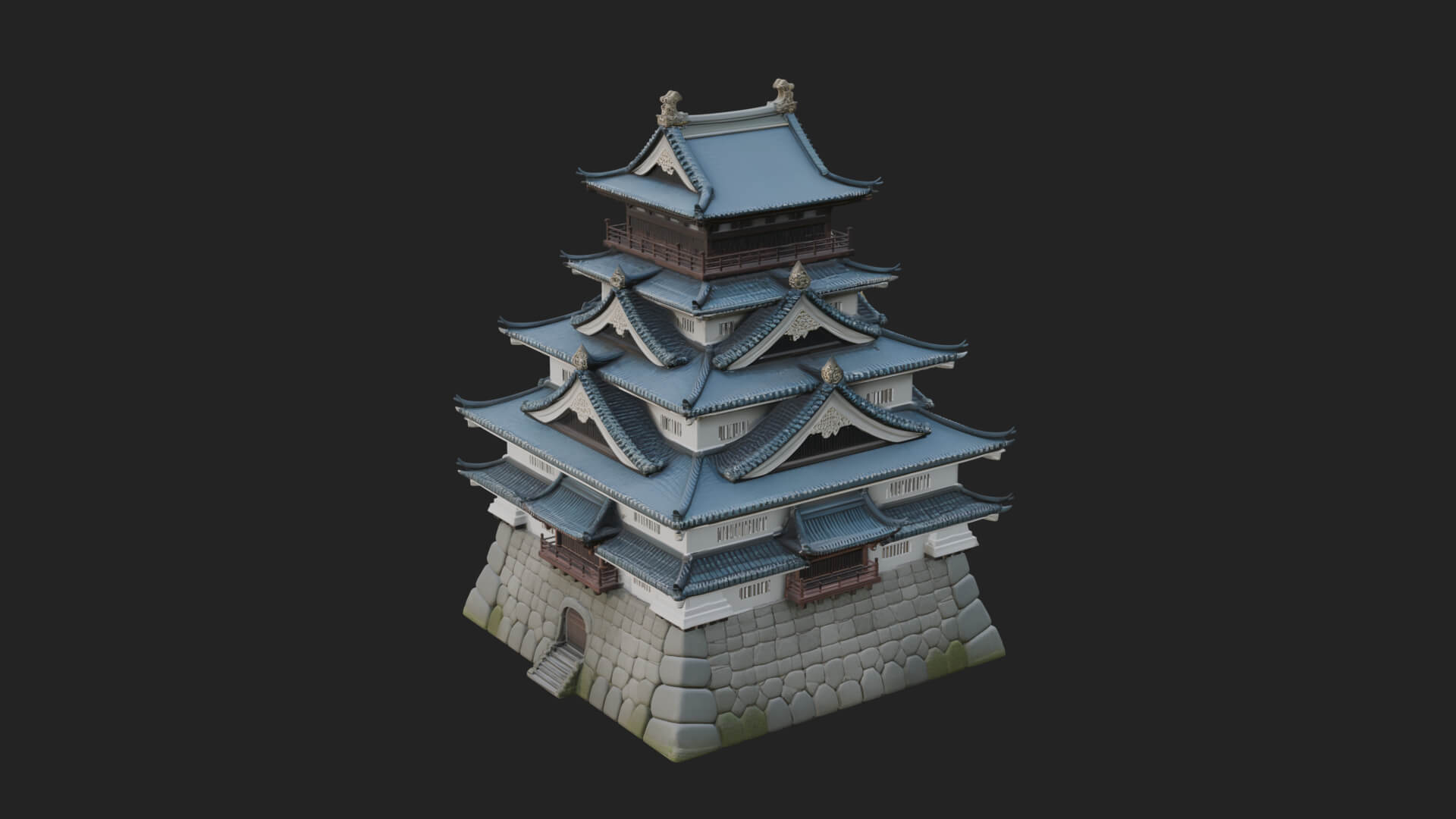 Japanese Castle Keep Design 6 3D Print Model 3D Model