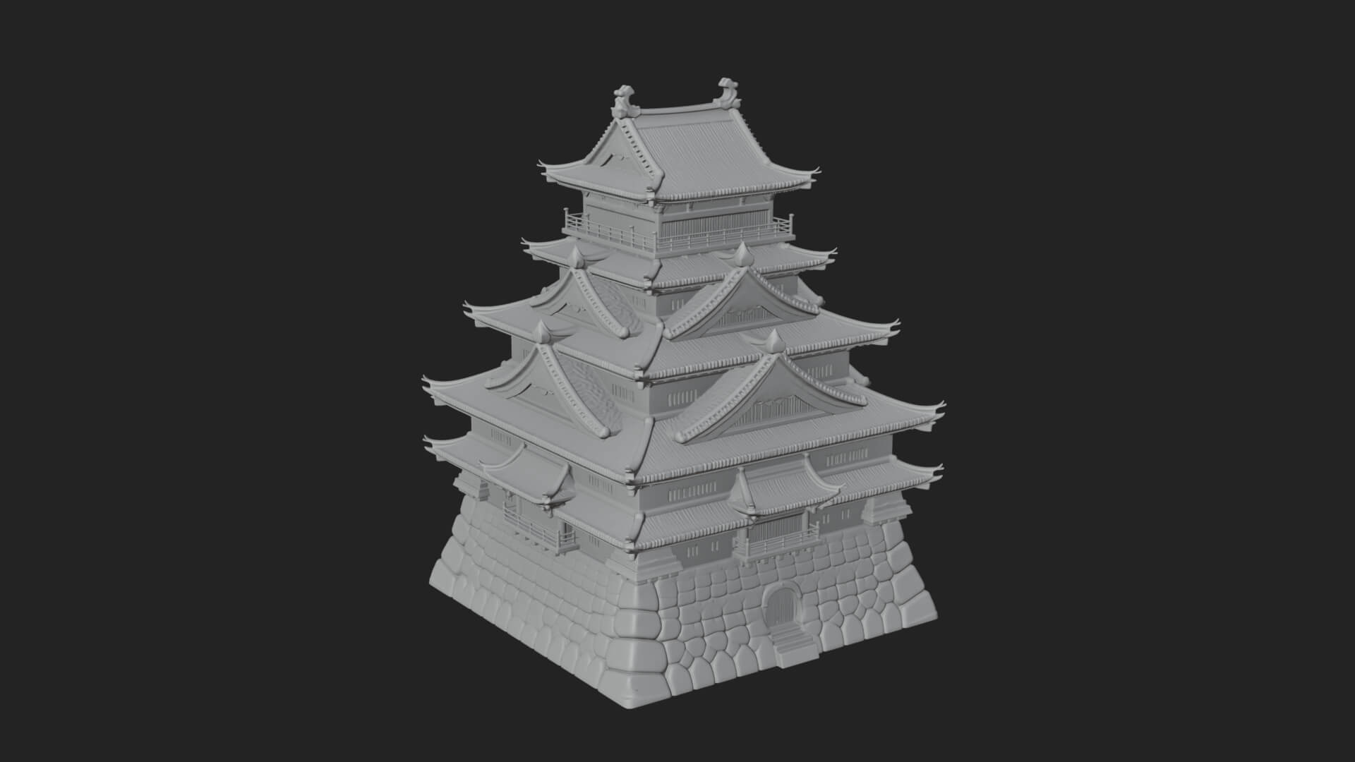 Japanese Castle Keep Design 6 3D Print Model 3D Model