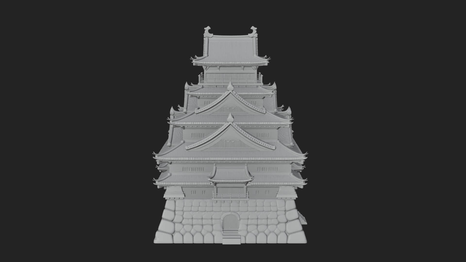 Japanese Castle Keep Design 6 3D Print Model 3D Model