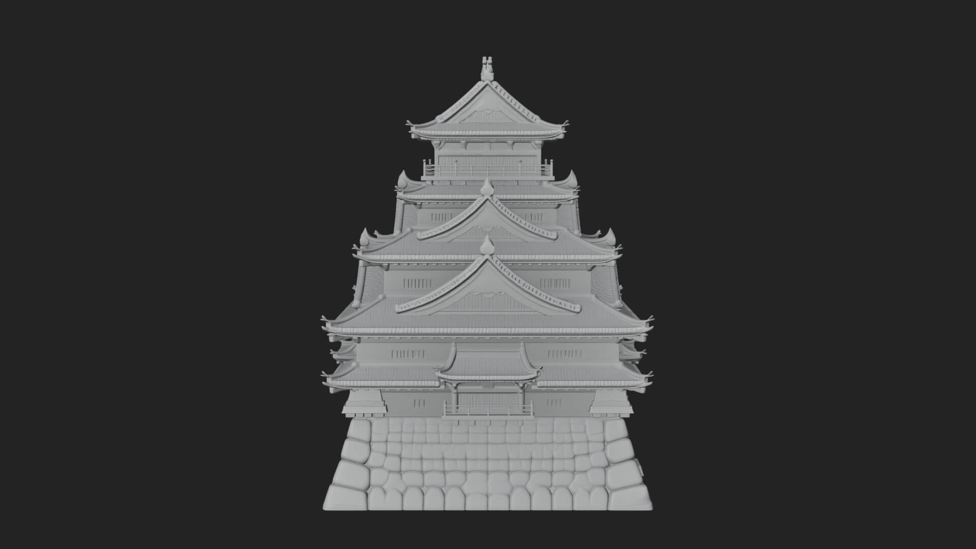 Japanese Castle Keep Design 6 3D Print Model 3D Model