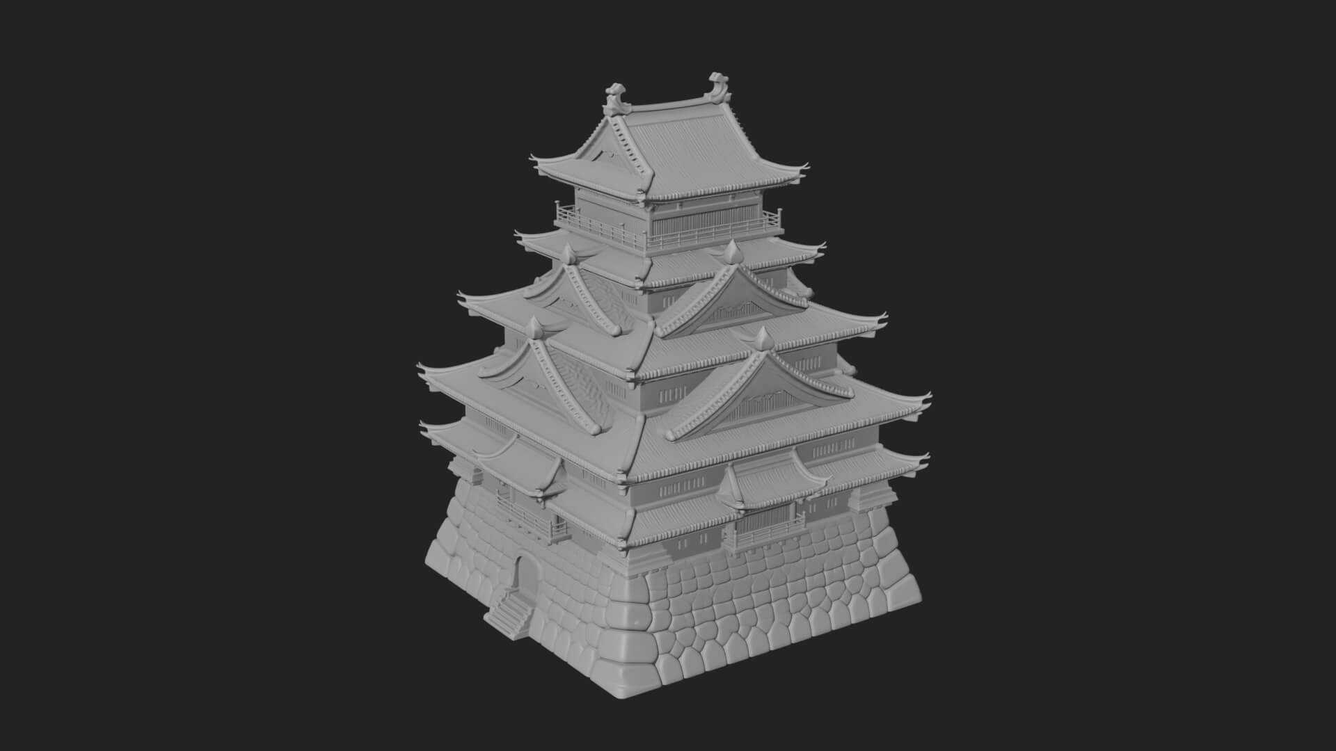 Japanese Castle Keep Design 6 3D Print Model 3D Model