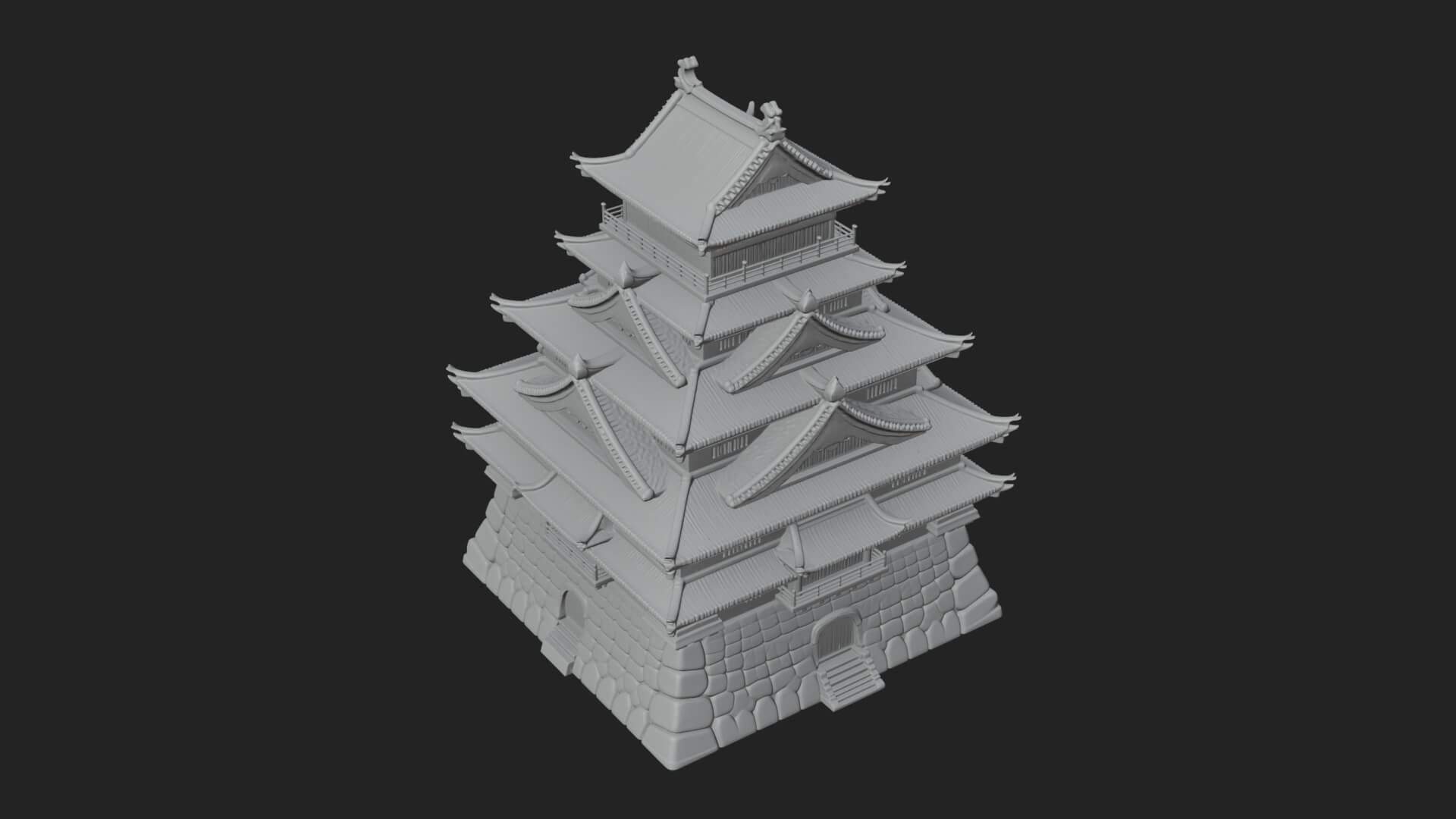 Japanese Castle Keep Design 6 3D Print Model 3D Model