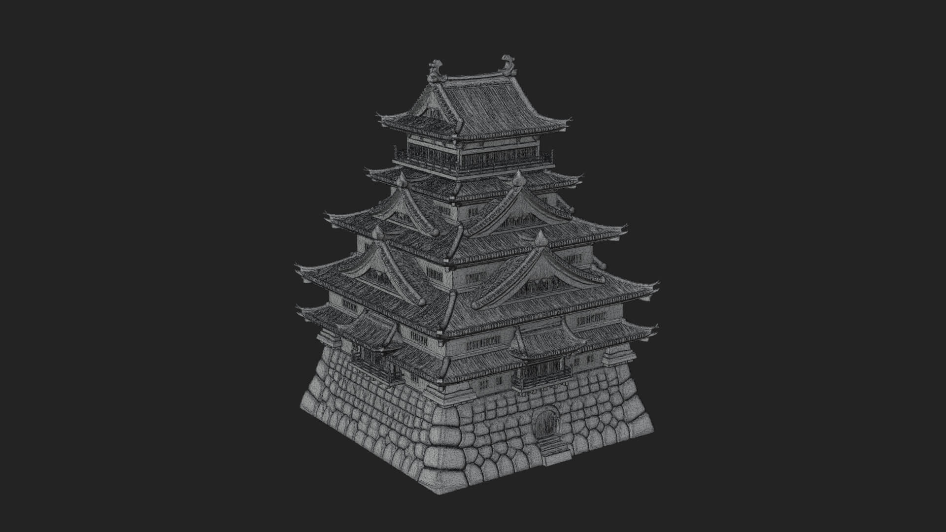 Japanese Castle Keep Design 6 3D Print Model 3D Model