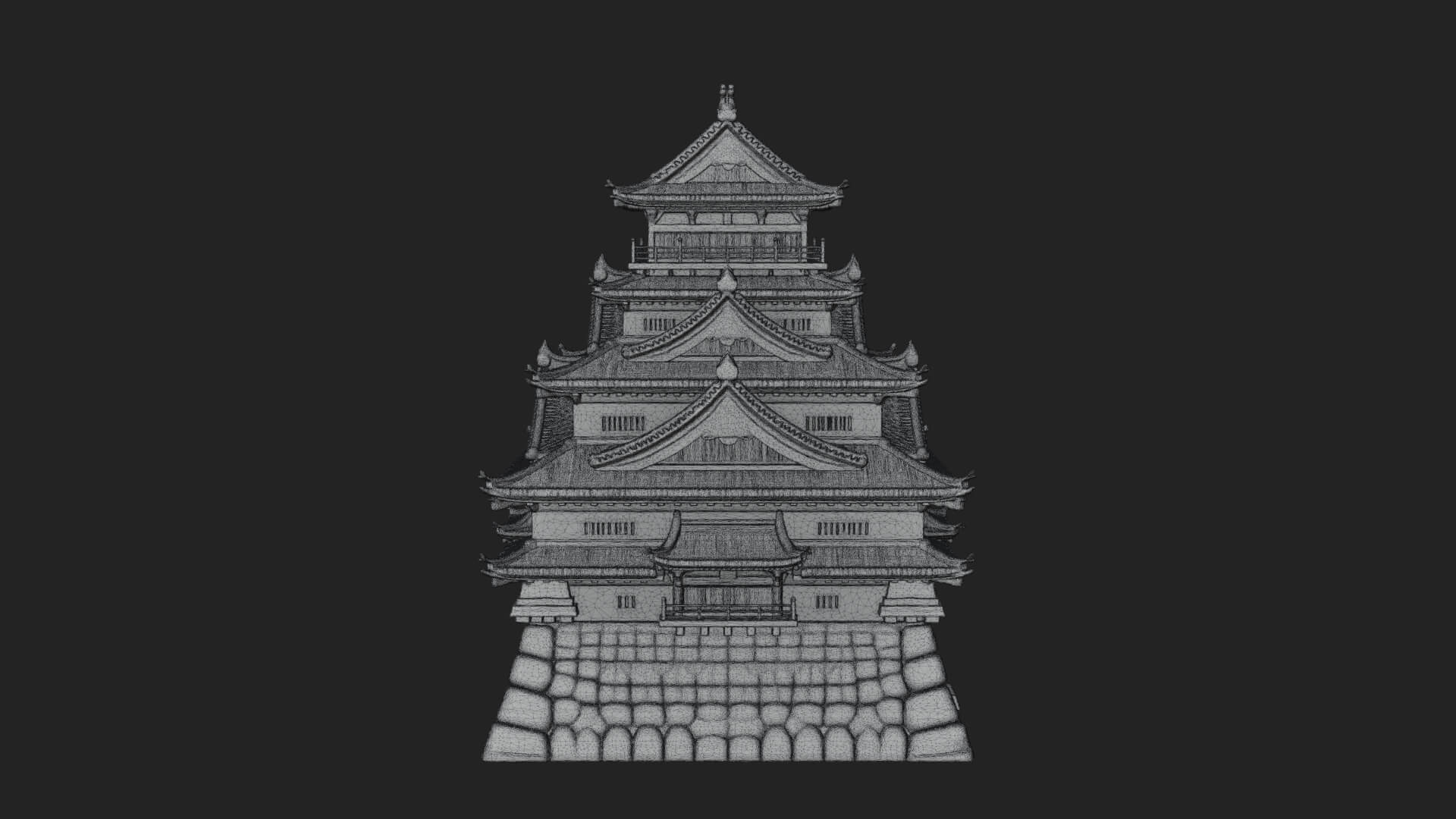 Japanese Castle Keep Design 6 3D Print Model 3D Model