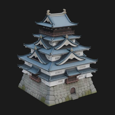 Japanese Castle Keep Design 6 3D Print Model