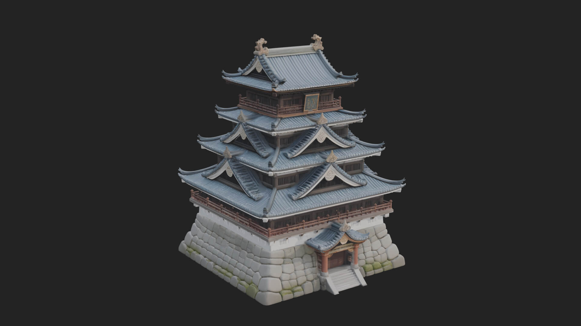 Japanese Castle Keep Design 7 3D Print Model 3D Model