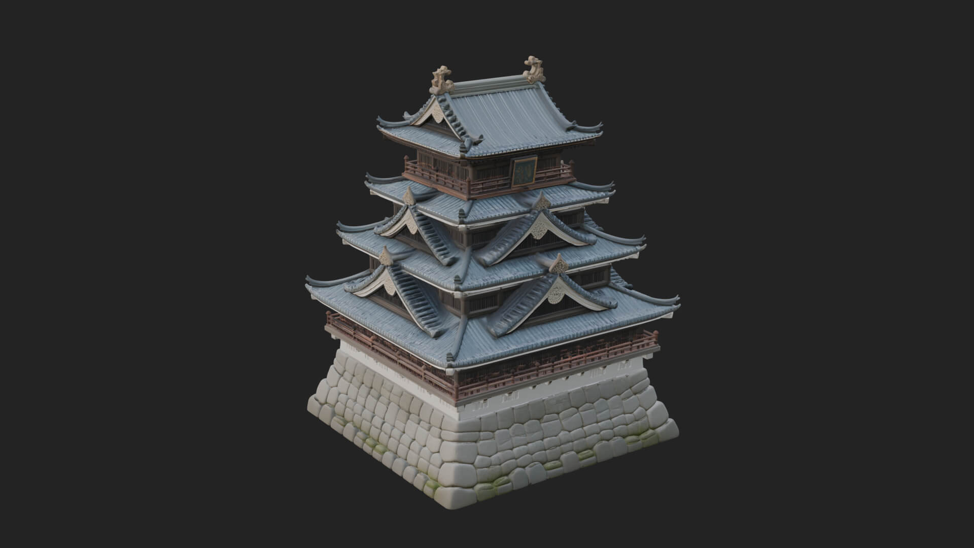 Japanese Castle Keep Design 7 3D Print Model 3D Model