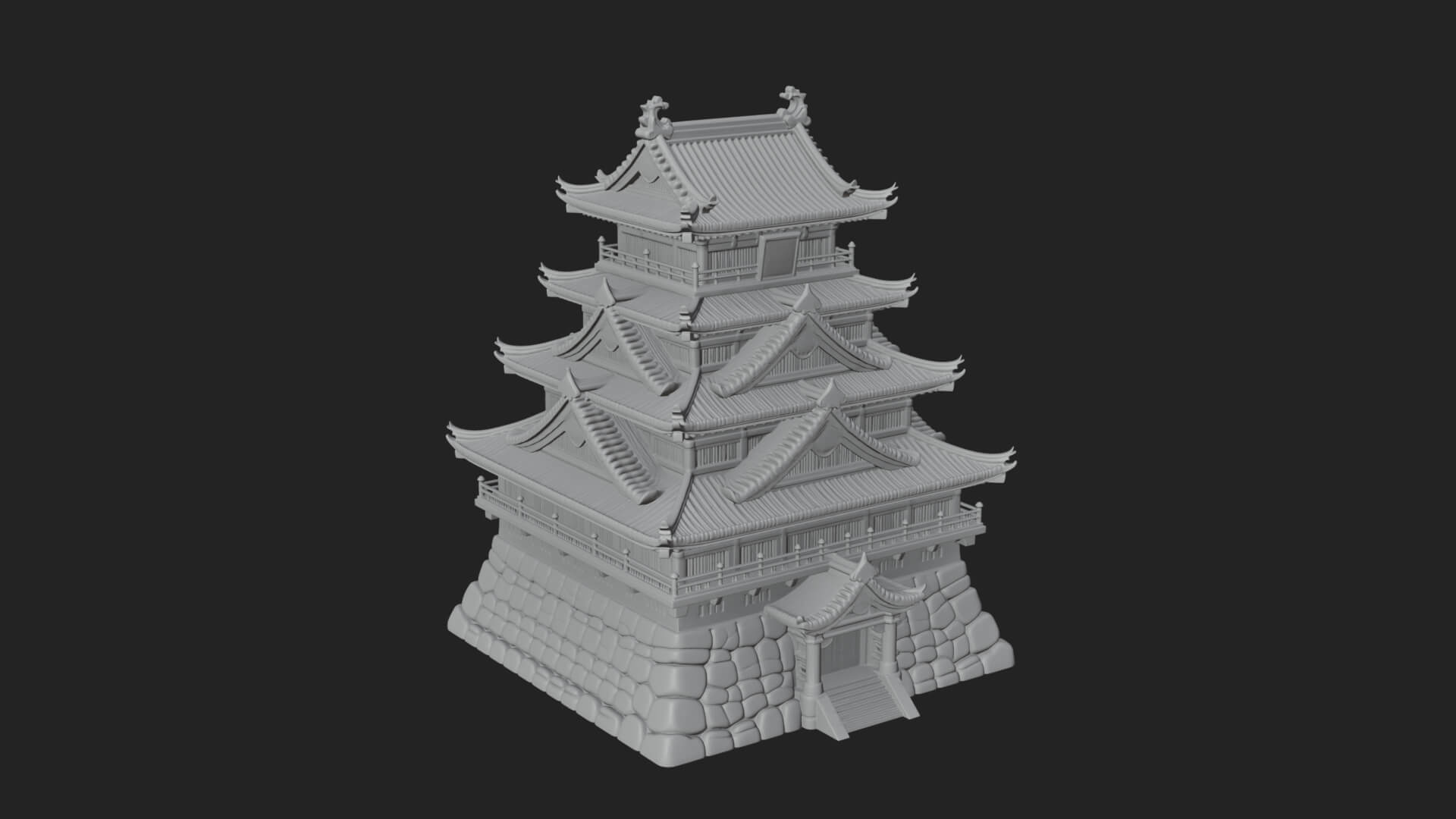 Japanese Castle Keep Design 7 3D Print Model 3D Model