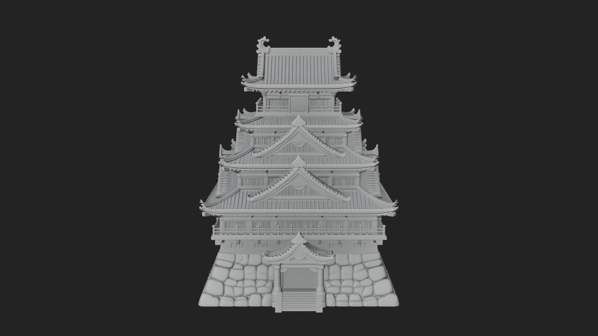 Japanese Castle Keep Design 7 3D Print Model 3D Model