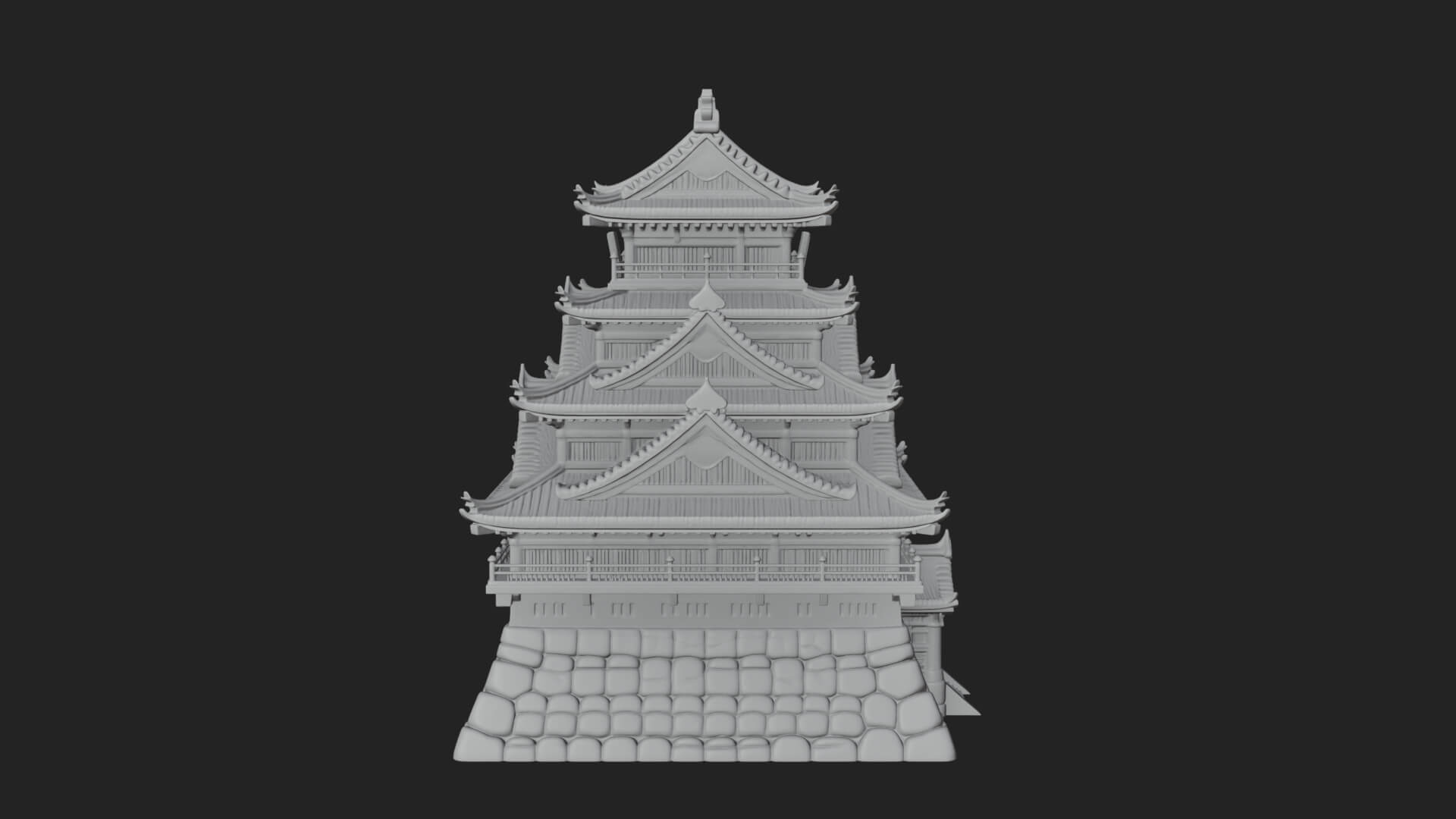 Japanese Castle Keep Design 7 3D Print Model 3D Model