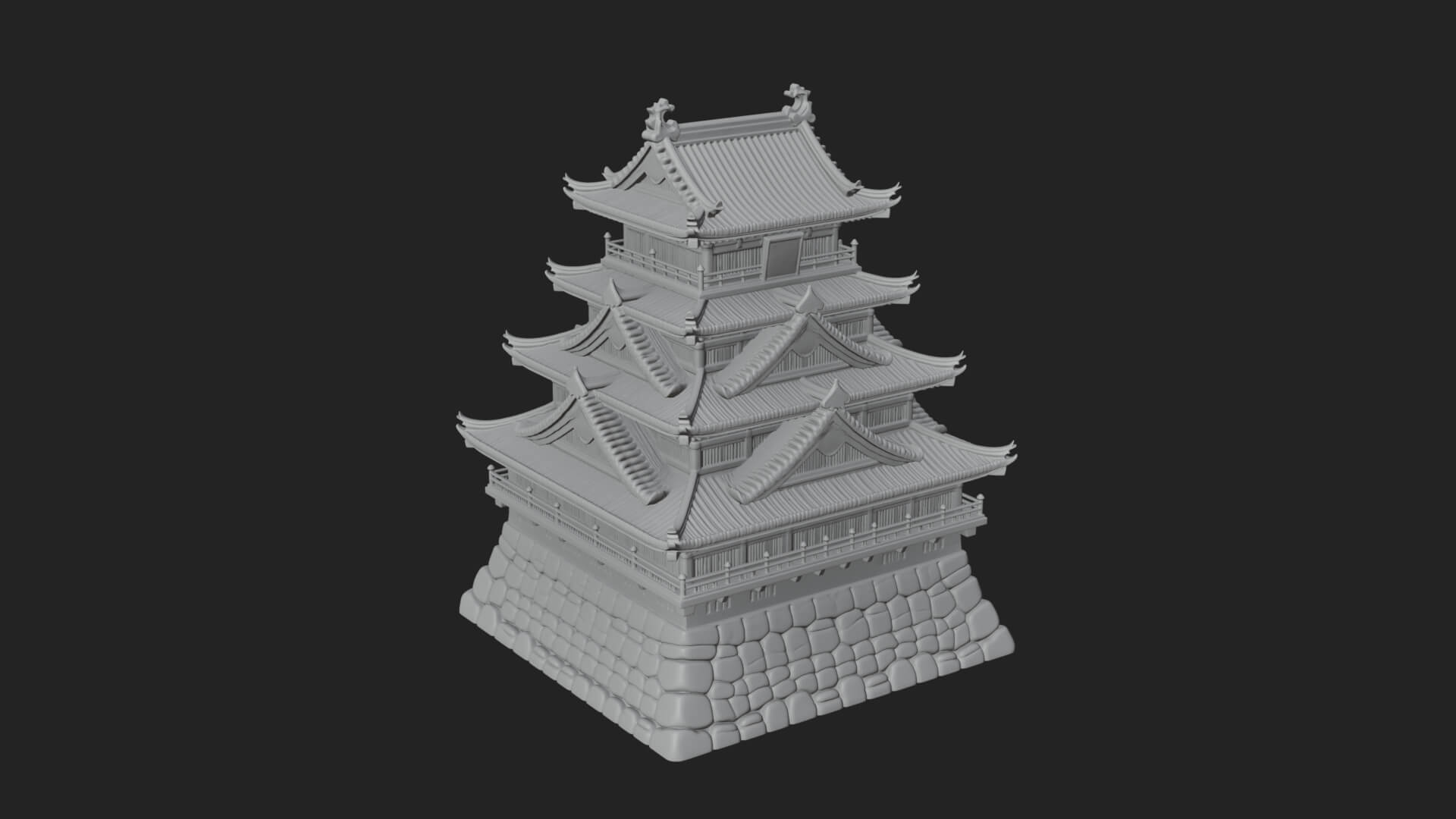 Japanese Castle Keep Design 7 3D Print Model 3D Model
