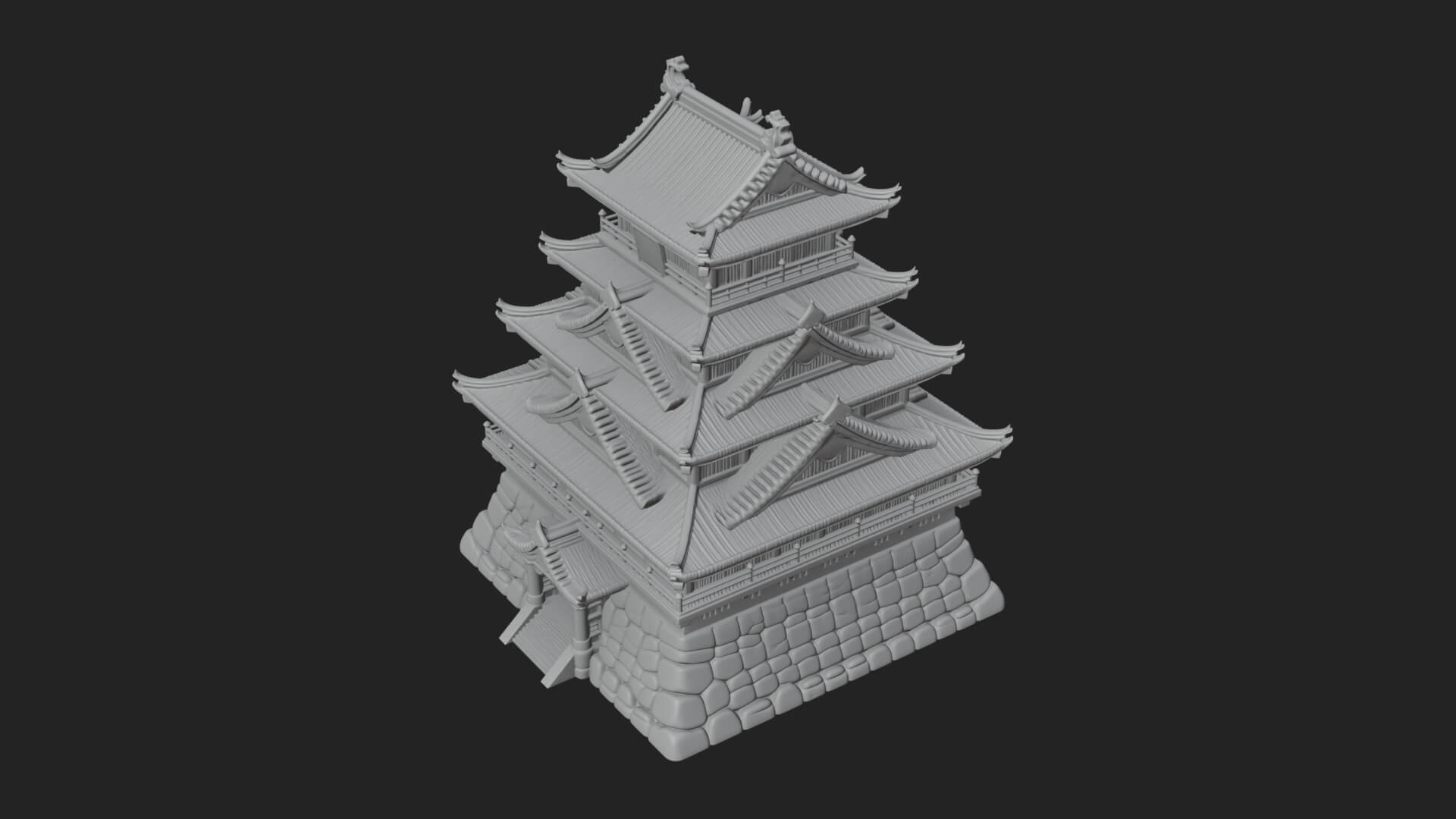 Japanese Castle Keep Design 7 3D Print Model 3D Model