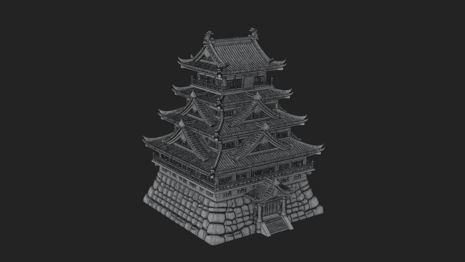 Japanese Castle Keep Design 7 3D Print Model 3D Model