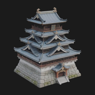 Japanese Castle Keep Design 7 3D Print Model