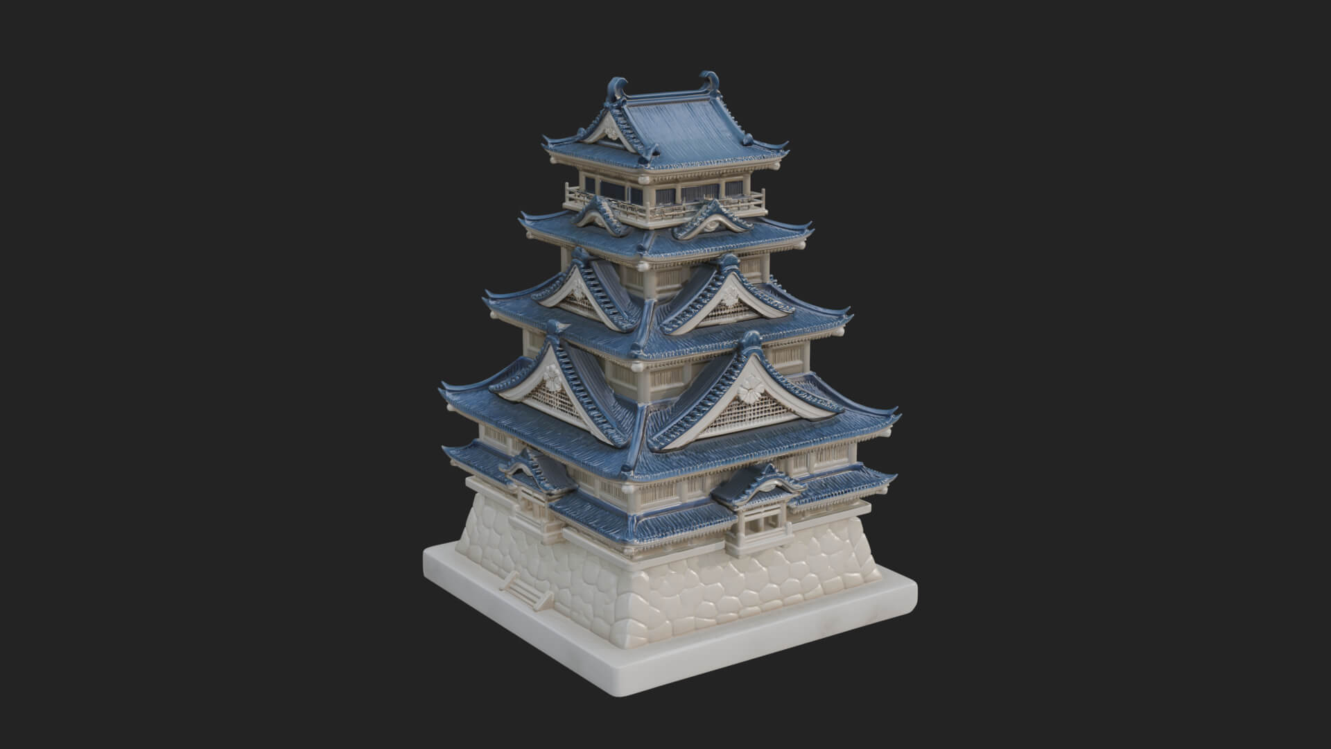 Japanese Castle Keep Design 8 3D Print Model 3D Model