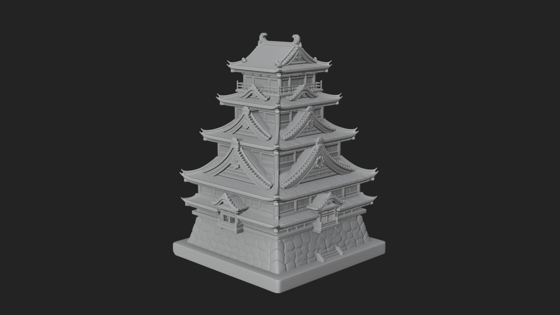 Japanese Castle Keep Design 8 3D Print Model 3D Model
