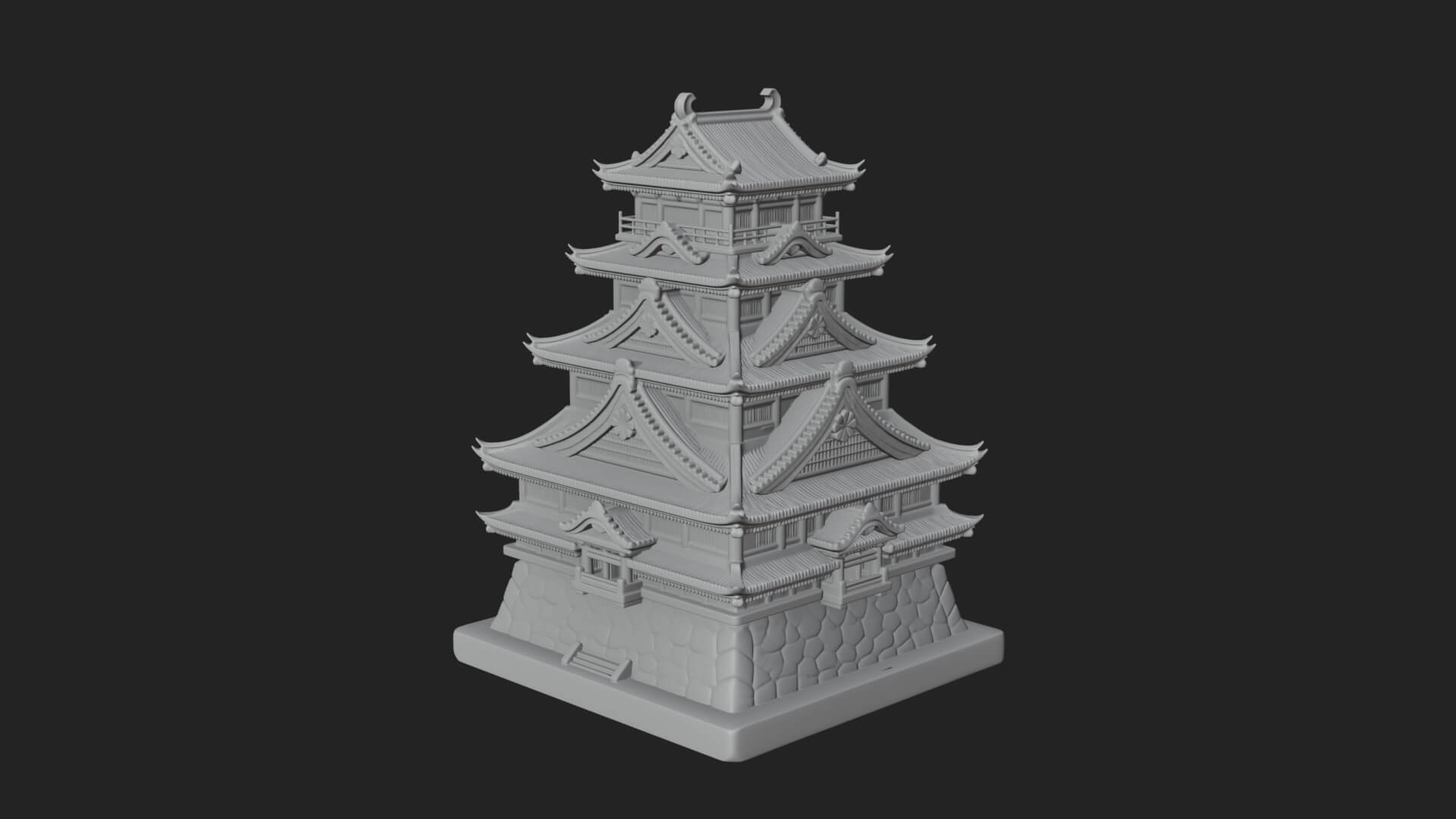 Japanese Castle Keep Design 8 3D Print Model 3D Model