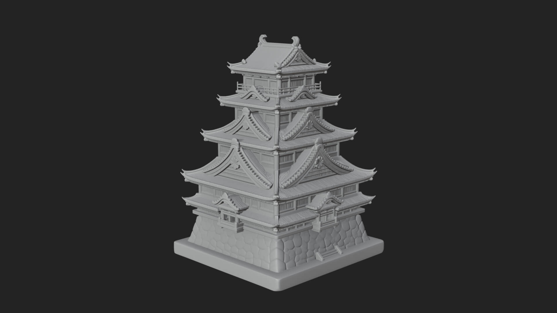 Japanese Castle Keep Design 8 3D Print Model 3D Model