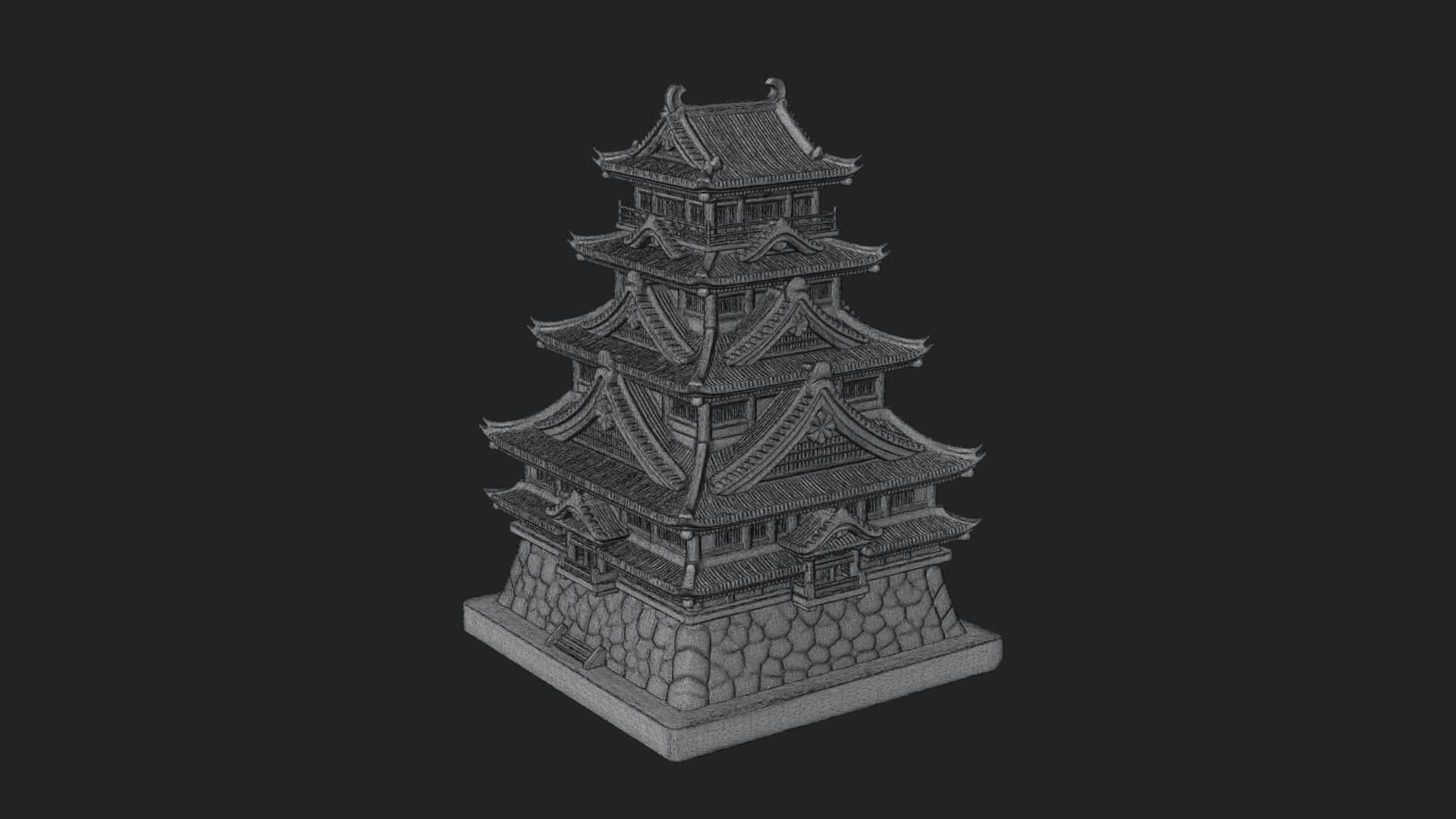 Japanese Castle Keep Design 8 3D Print Model 3D Model