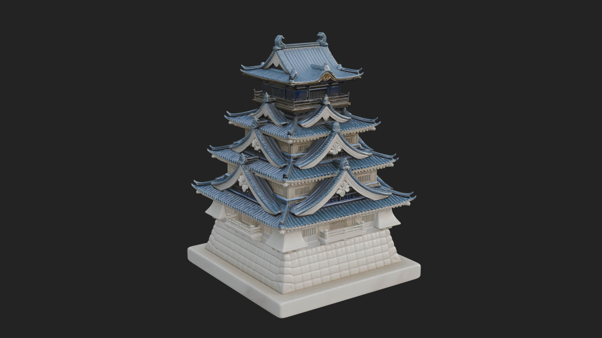 Japanese Castle Keep Design 9 3D Print Model 3D Model