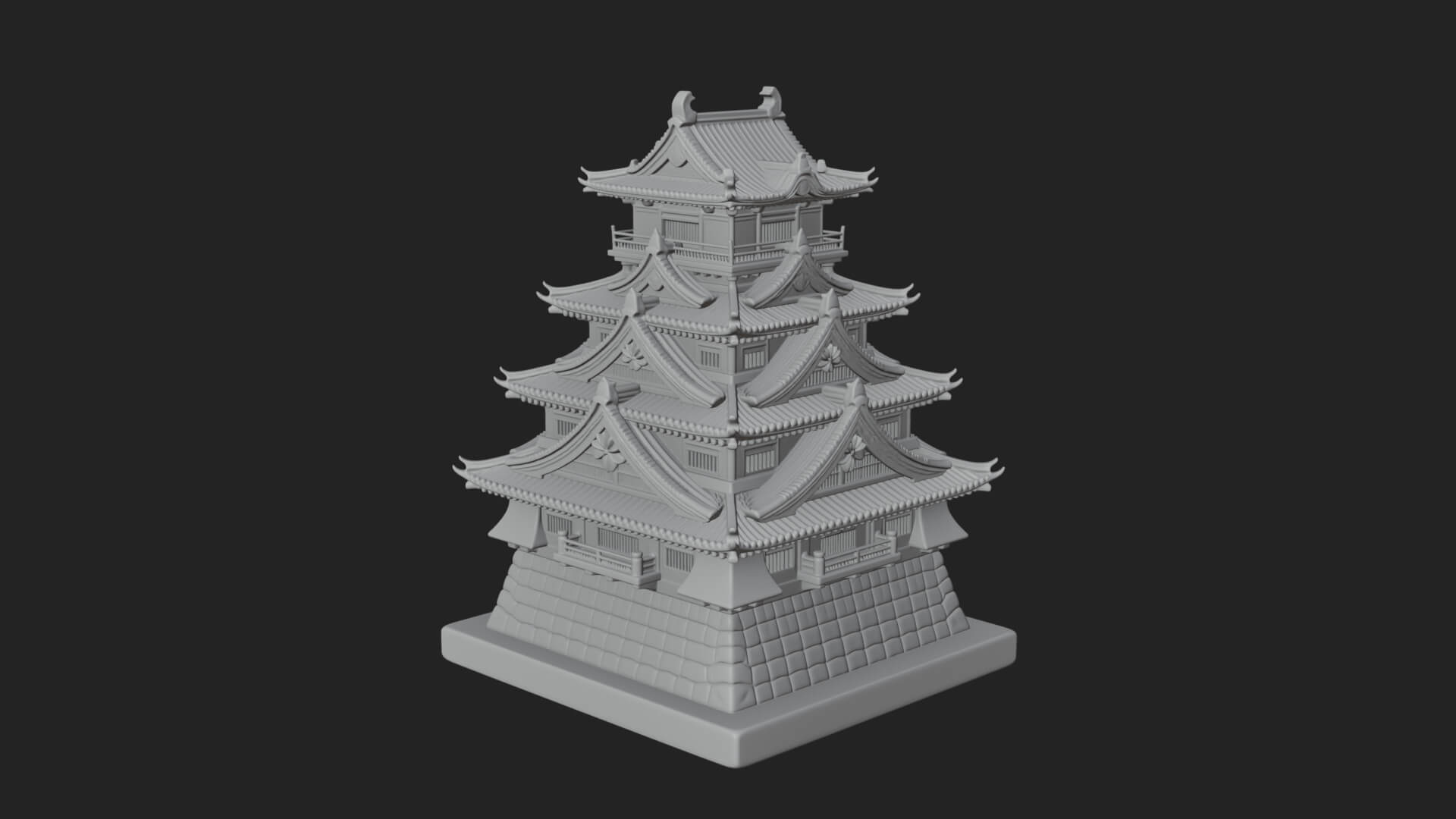 Japanese Castle Keep Design 9 3D Print Model 3D Model