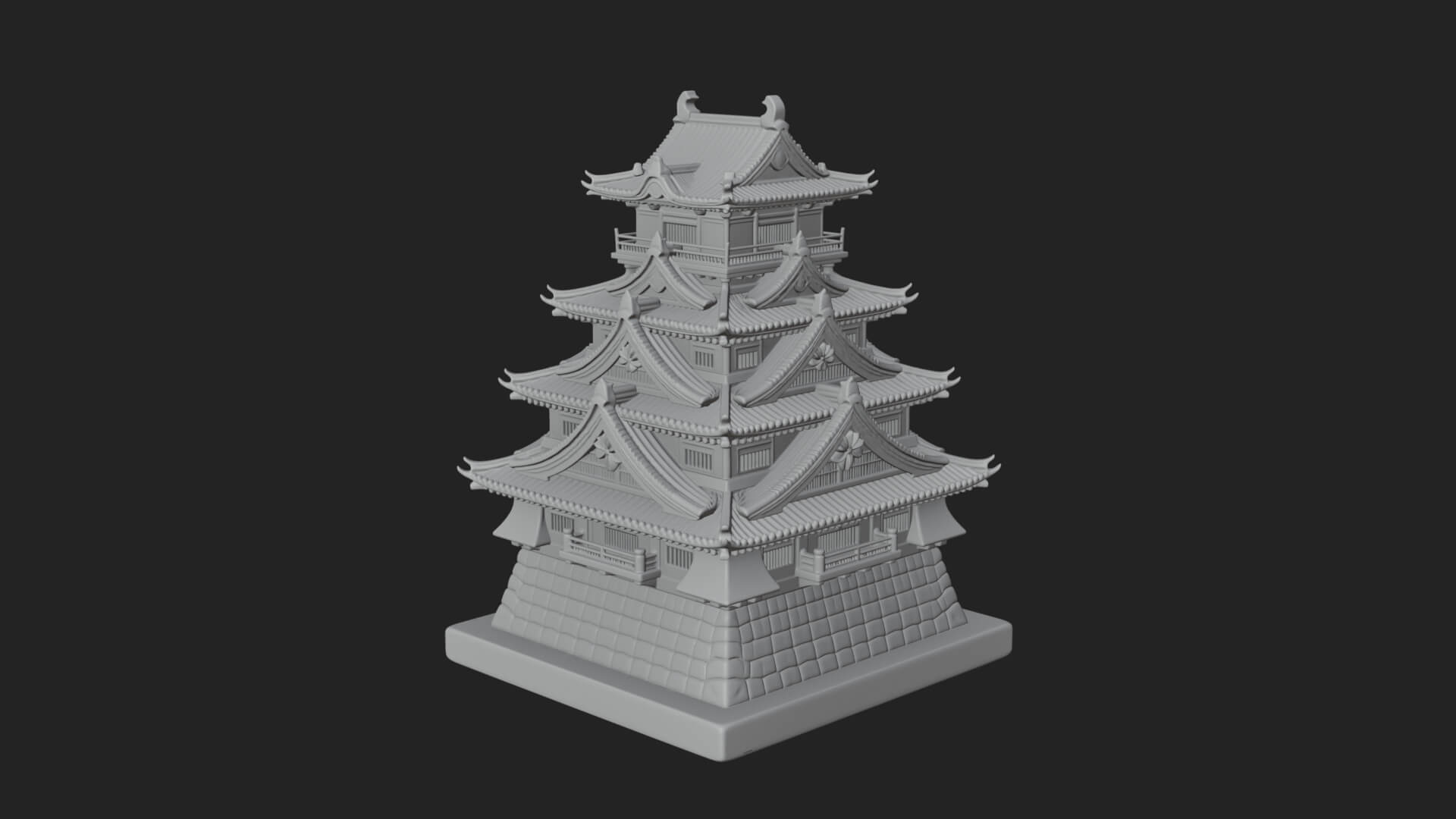 Japanese Castle Keep Design 9 3D Print Model 3D Model