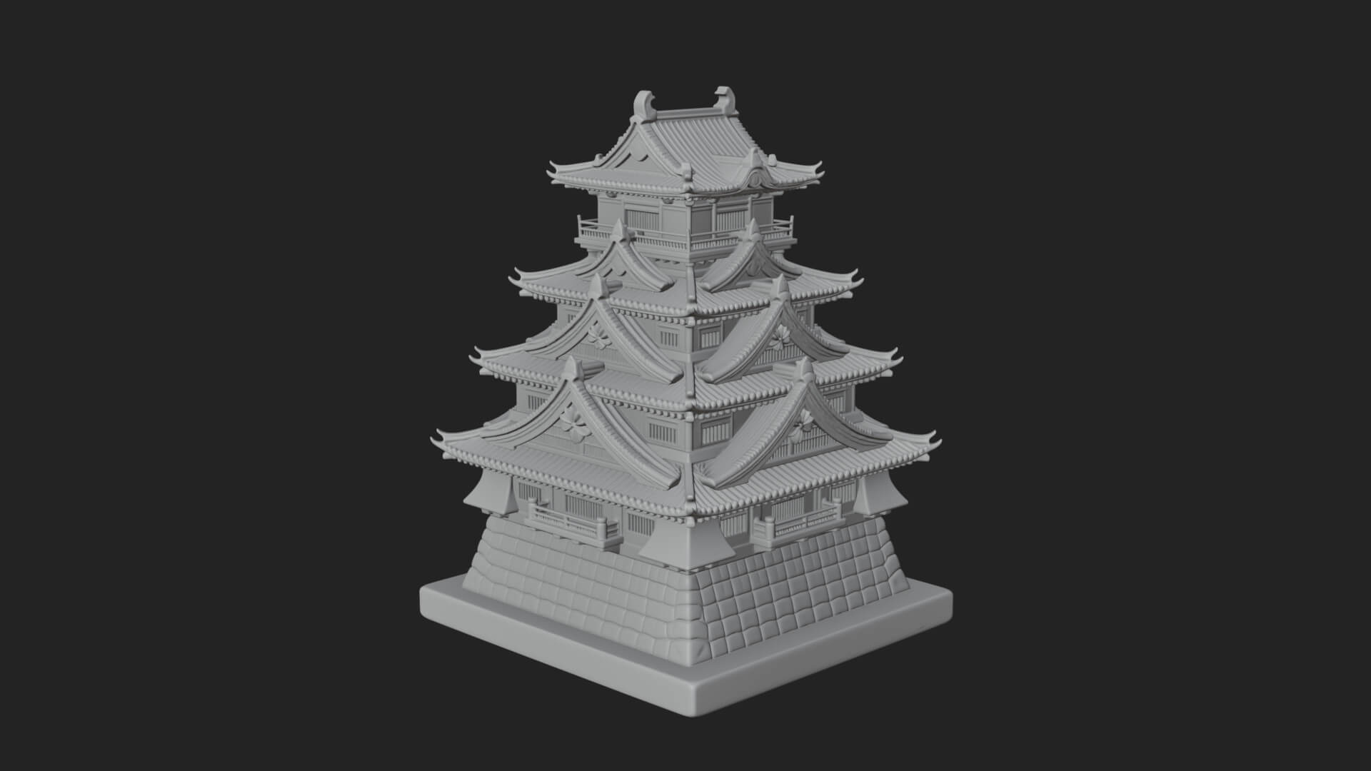 Japanese Castle Keep Design 9 3D Print Model 3D Model